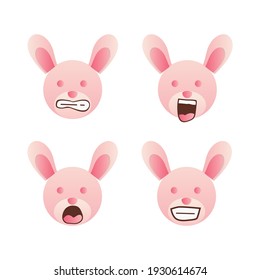 Bunny face smile collection design vector