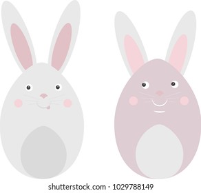 Bunny family vector Easter illustration, Happy Easter, baby bunny