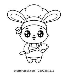 Bunny feels happy to be a great chef, for coloring