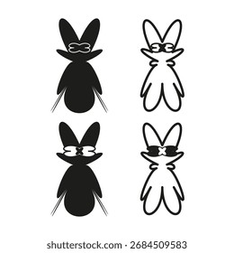 Conjunto de figuras de conejo. Lindo icono de conejo. Símbolo de Vector de Pascua. Diseño animal moderno. EPS 10.