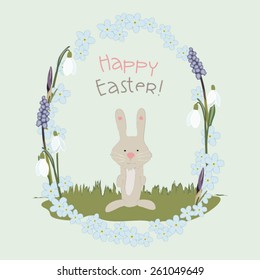 Bunny in a Flower Frame/Happy Easter!