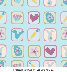 bunny with flowers scandinavian pattern