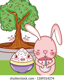 Bunny and food kawaii