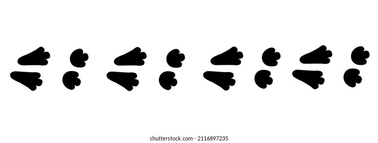 Bunny footprint path in black color.  Vector rabbit trace