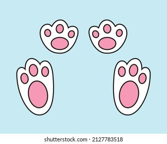 Bunny footprint vector illustration. Colorful rabbit foot step