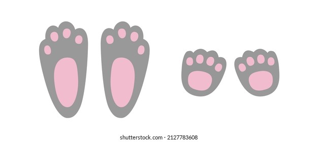 Bunny Footprint Vector Illustration. Colorful Rabbit Foot Step