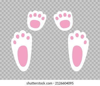 Bunny footprint vector illustration. White rabbit foot step isolated on transparent backdrop