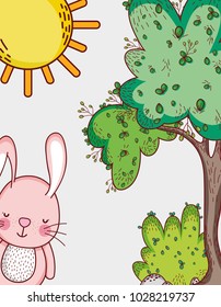 Bunny in the forest doodles cartoons