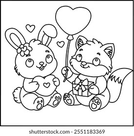 Bunny and Fox Celebrating Friendship with Love