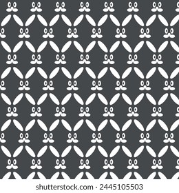 Bunny funny regular seamless pattern. Hare head repeat on black background. cartoon monochrome design. Vector illustration.