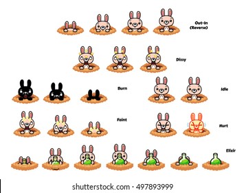 Bunny Game Sprites.
Suitable for tapping, action, and shooting game.