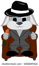 Bunny Gangster In A Chair With A Carrot