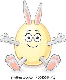 Bunny get out of Easter egg with smiley face emotion