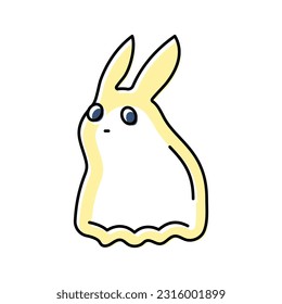 bunny ghost color icon vector  bunny ghost sign  isolated symbol illustration