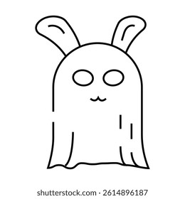 bunny ghost line icon vector. bunny ghost sign. isolated contour symbol black illustration