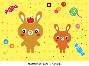 bunny gift card in yellow