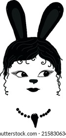 Bunny girl with black ears. The vector file is useful for designs.