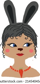 A bunny girl with gray ears. Vector file.