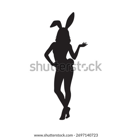 Bunny girl silhouette vector flat illustration design on white background