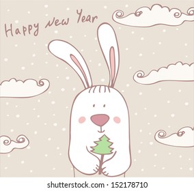 Bunny gives a Christmas tree