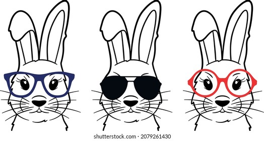 Bunny with glassed, Rabbit with sunglasses, Hare with eyeglasses, Easter bunny, Back to school, Cute animals with glasses