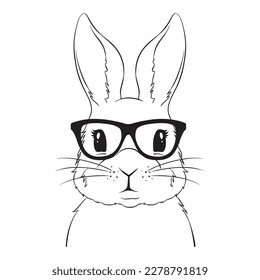 Bunny Glasses SVG Cut File,Easter SVG,Easter Bunny svg,Rabbit svg Cut File,Happy Easter SVG,Bunny Face svg,Cute Rabbit,Rabbit Lineart svg