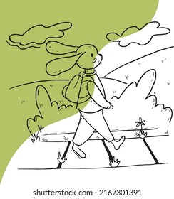 a bunny goes for a walk