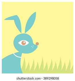 Bunny and grass in square