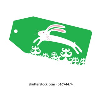 bunny green christmas tag