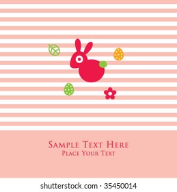 bunny greeting card in pink