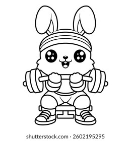 Bunny is at the gym, for coloring