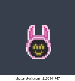 bunny had with smile face in pixel art style