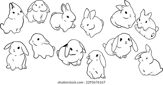 Ilustración de conejo adorable dibujada a mano de conejo