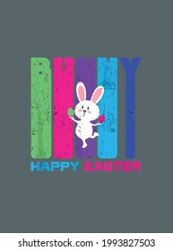 Bunny Happy Easter Colorful Cute Easter Eggs Gift Grunge design vector illustration for use in design and print poster canvas