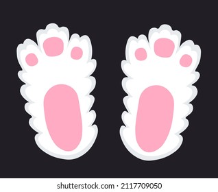 Bunny and hare fluffy footprint in white color. Vector rabbit step