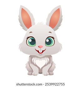 Bunny or hare or rabbit cartoon icon Happy animal with smile