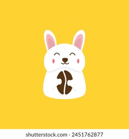 Hase Hase Kaninchen-Kaffee-Logo-Vektorgrafik-Ikone-Illustration. Kaninchen-Logo. Kaninchen-Logo mit Kaffeebohnen, Logo für ein Café oder ein Café.