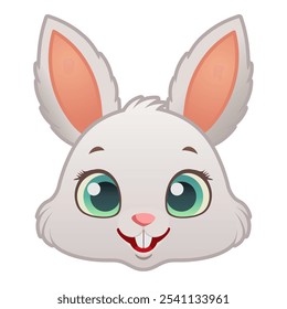 Bunny or hare or rabbit emoji face icon Happy animal with smile