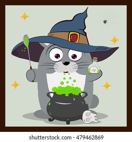 Bunny in hat brews a potion
