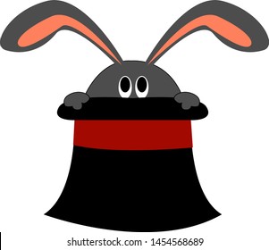 Bunny in hat, illustration, vector on white background.