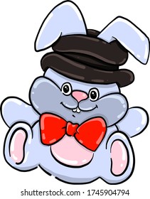 Bunny with hat , illustration, vector on white background