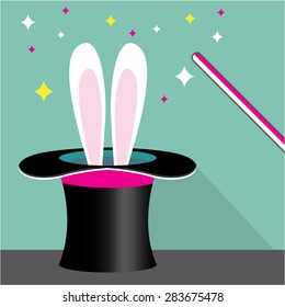 Bunny in a hat magic vector 