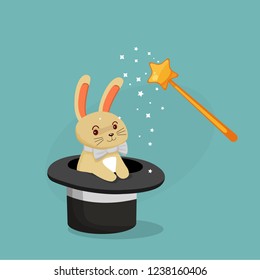 bunny in a hat and a magic wand