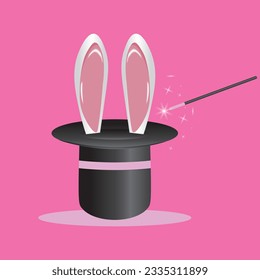 bunny in a hat, magic wand icon vector illustration symbol