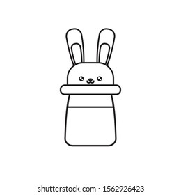 bunny hat trick imagination mystery magic line style icon illustration