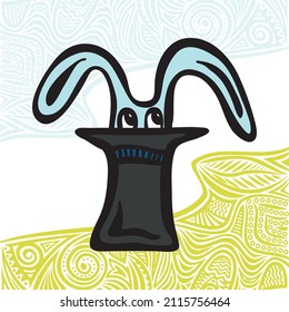 Bunny and hat. Vector illustration