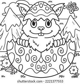 Bunny in Hatched Easter Egg Coloring Page for Kids