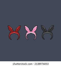 bunny head band with different color in pixel style