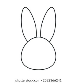 Bunny head with ears icon, rabbit ear silhouette, Easter hare ears outline. Cute bunny ears for Easter, rabbit mask on transparent background, for greeting card.