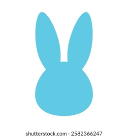 Bunny head with ears icon, rabbit ear silhouette, Easter hare ears. Cute bunny ears for Easter, rabbit mask on transparent background, for greeting card.